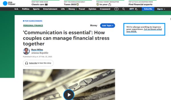 Screenshot of news article