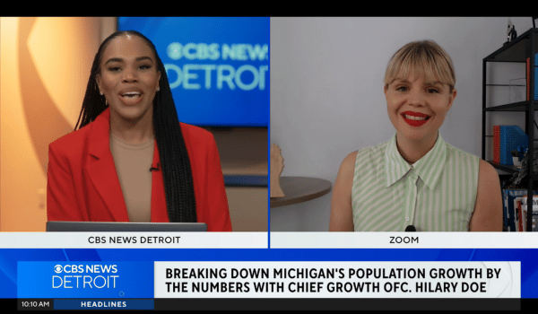 Screenshot of news anchor and women discussing a topic on air